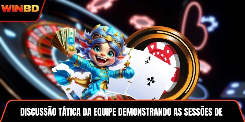 Discussão tática da equipe demonstrando as sessões de planejamento estratégico em andamento